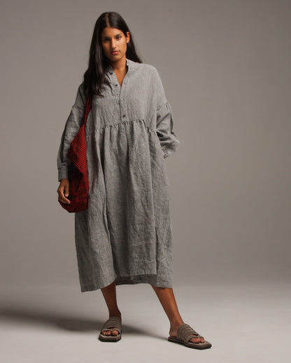 Light Grey Linen Shirt Dress