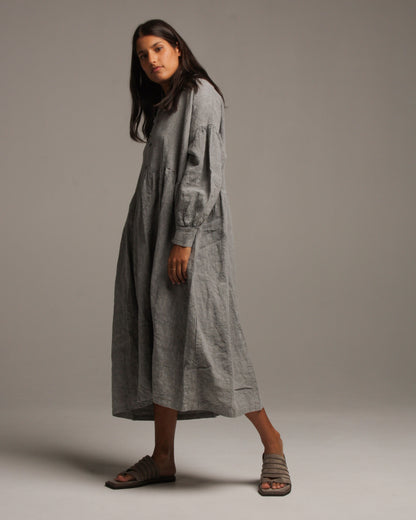 Light Grey Linen Shirt Dress