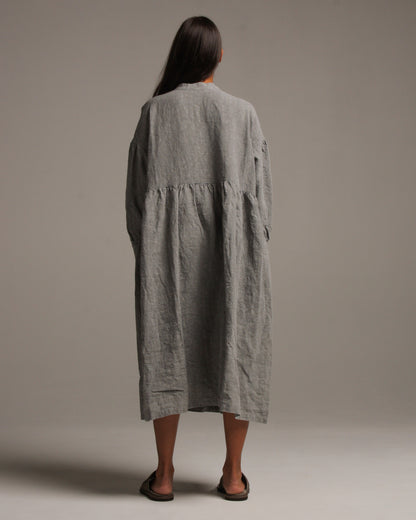 Light Grey Linen Shirt Dress