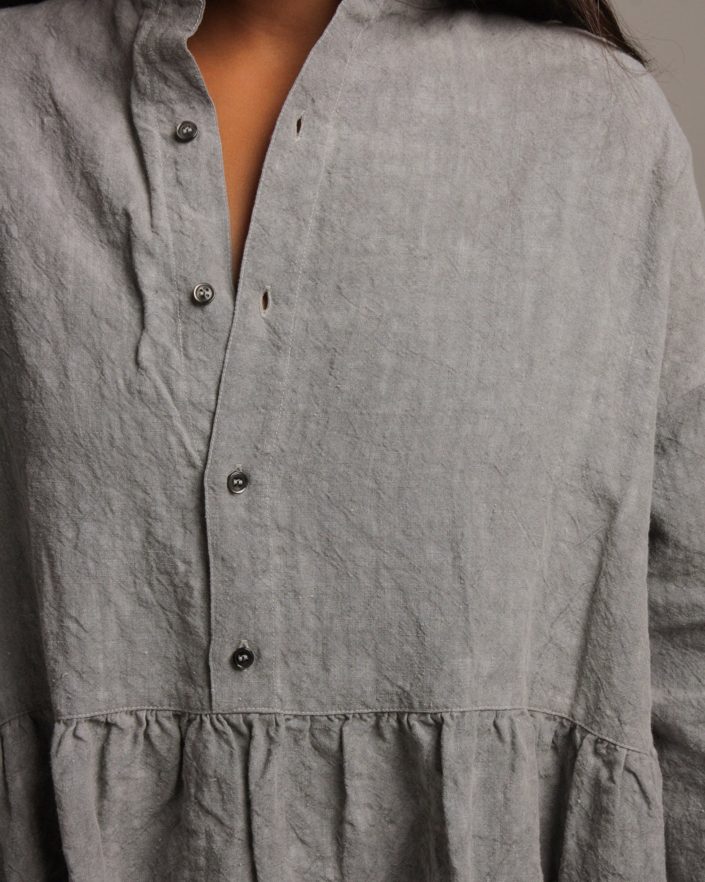 Light Grey Linen Shirt Dress