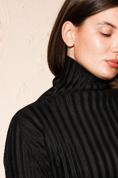 Black Ribbed Turtleneck
