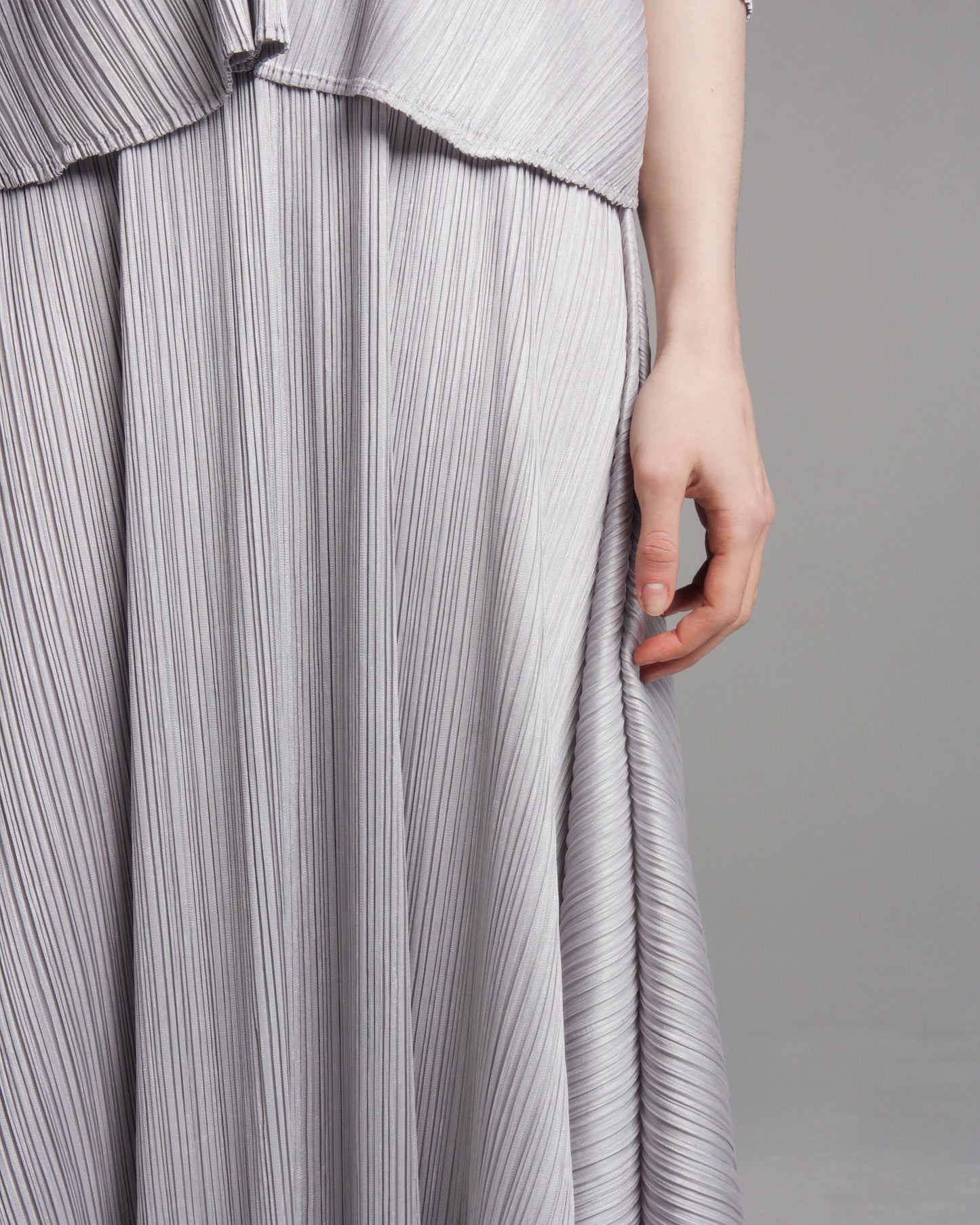 Grey Full Pleated Skirt