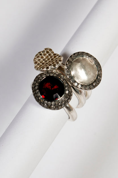 Carrie Grey Diamond Garnet Ring