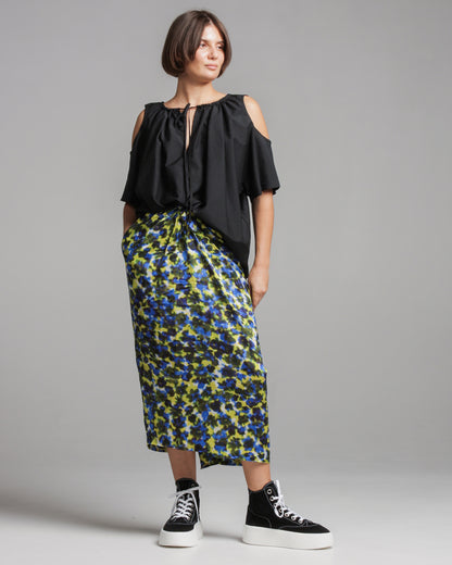 Tahar Black Gathered Neck Top