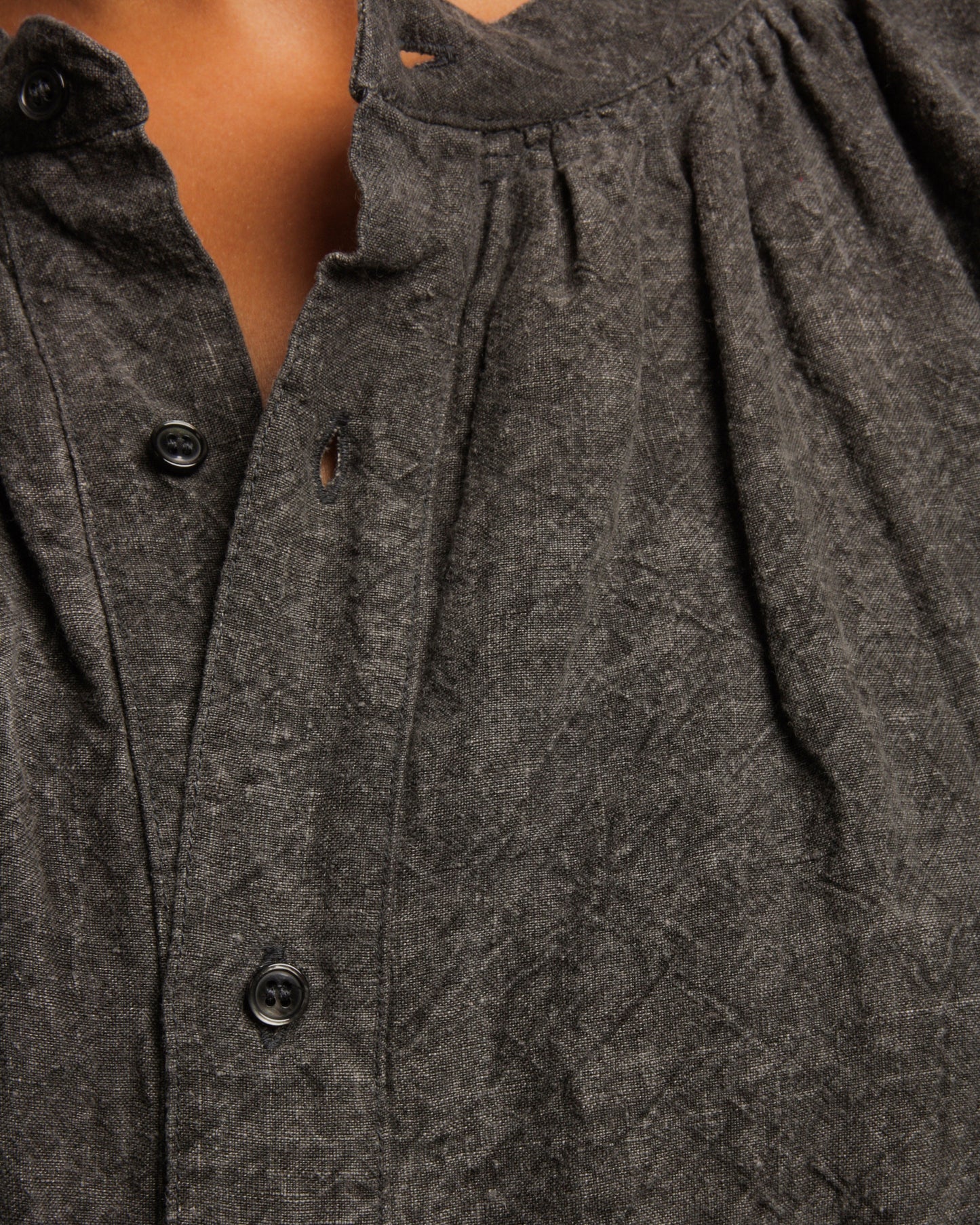 Dark Grey Linen Shirt Dress