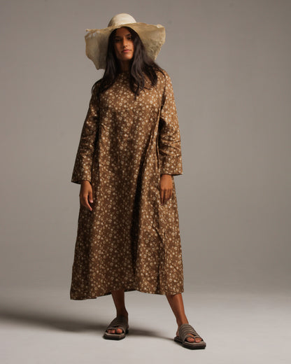 Floral Pattern Dress Beige