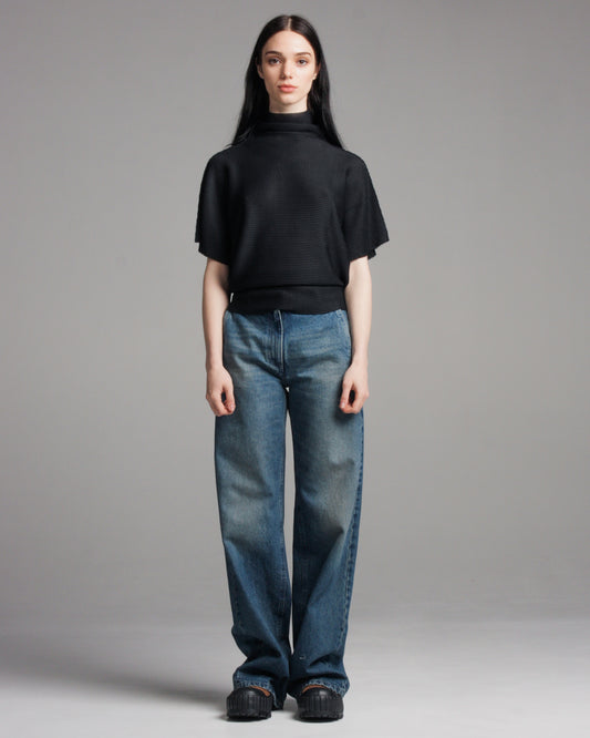 Black Dolman Knit Stretch Top