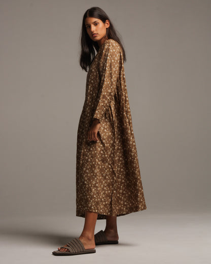 Floral Pattern Dress Beige