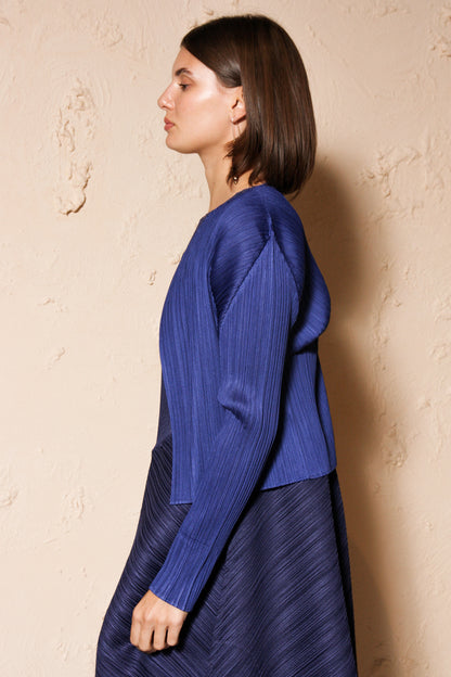Blue Pleated Cardigan