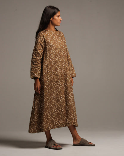 Floral Pattern Dress Beige