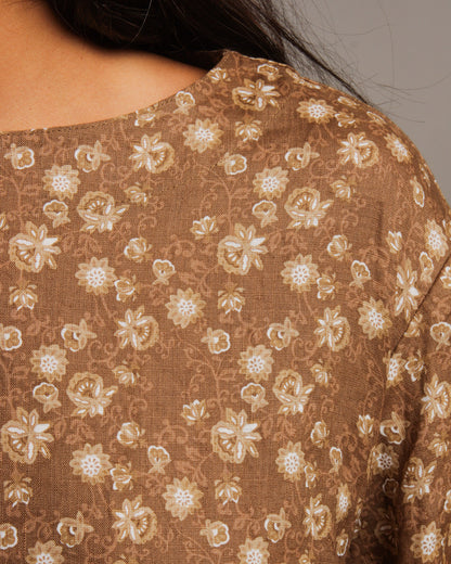 Floral Pattern Dress Beige