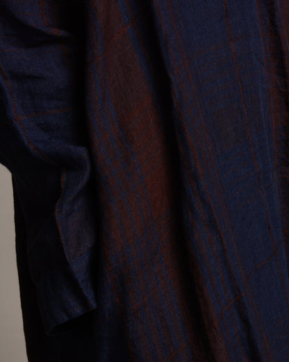 Navy Linen Tartan Dress