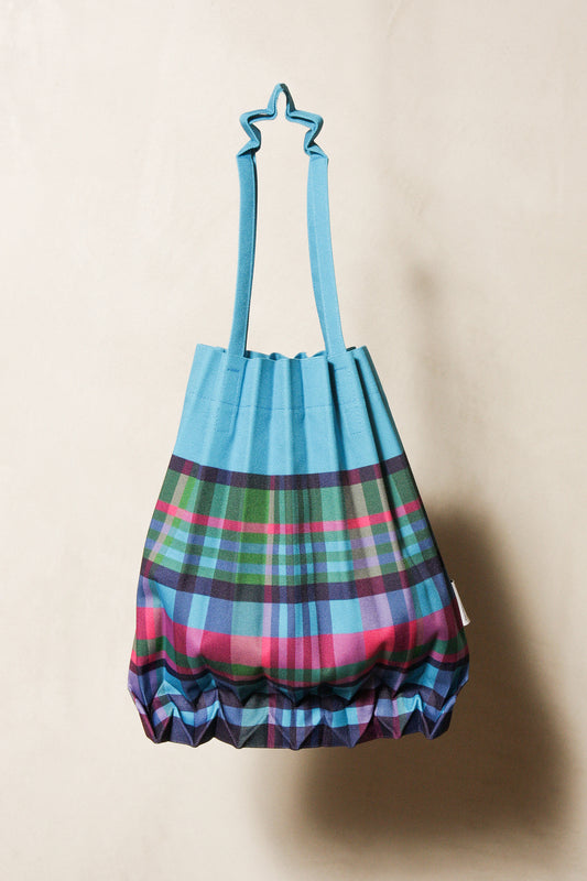 Blue Check Pleats Bag