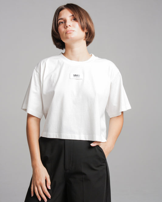 Cropped White Logo Tee