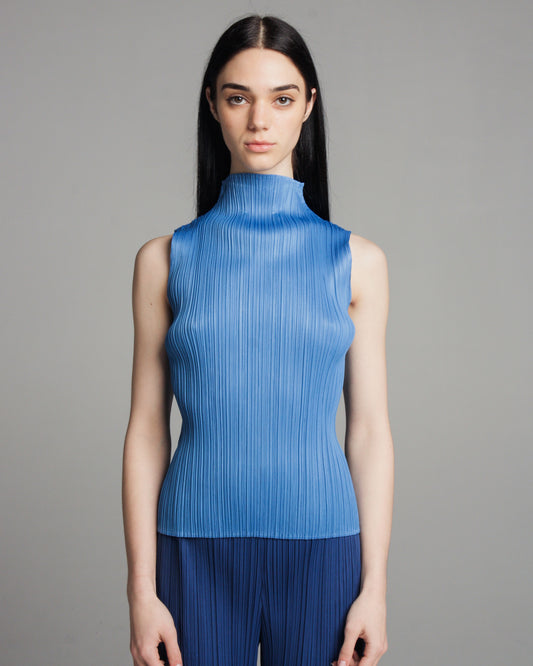 Blue High Neck Tank Top