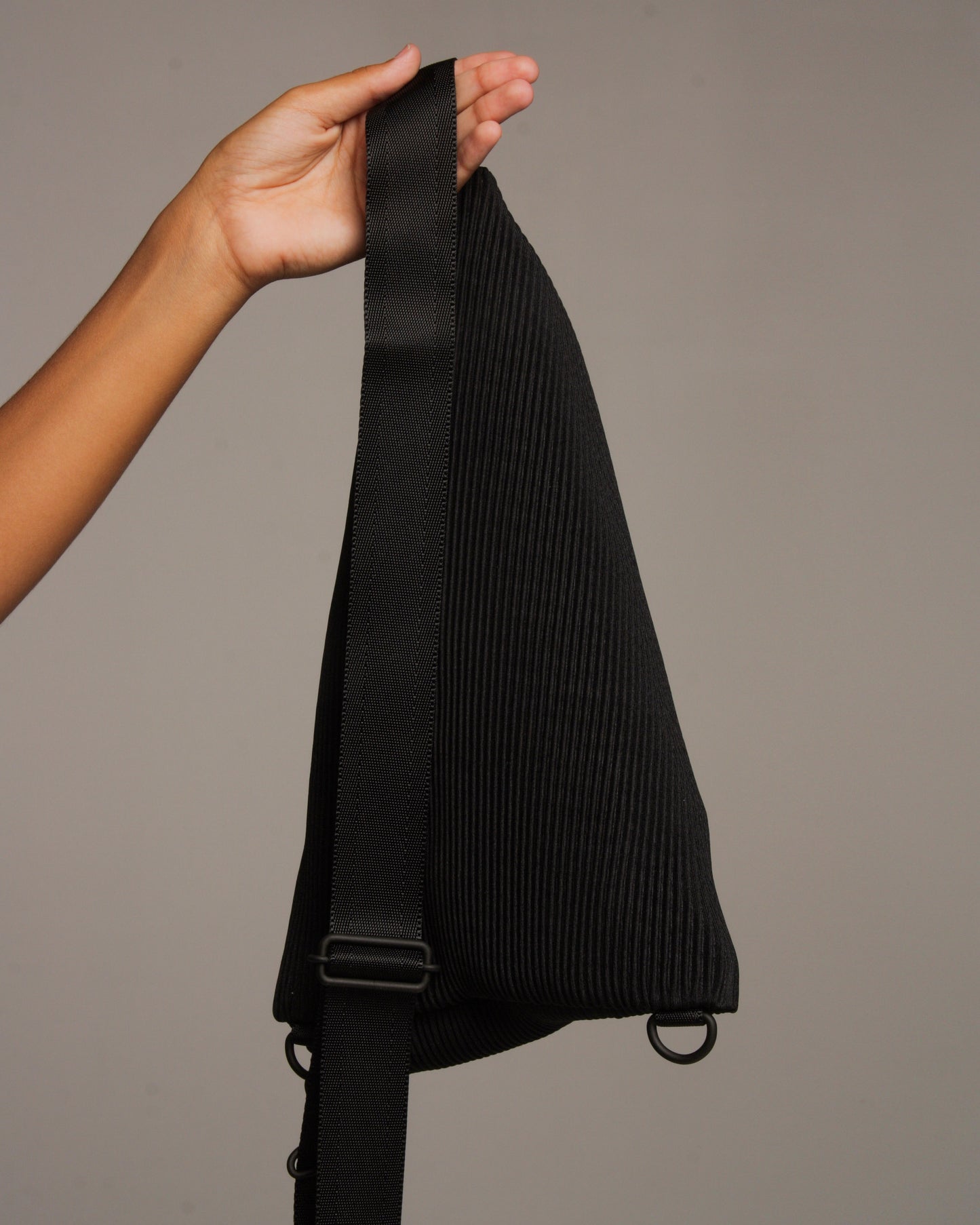 Black Bias Pleats Crossbody Bag