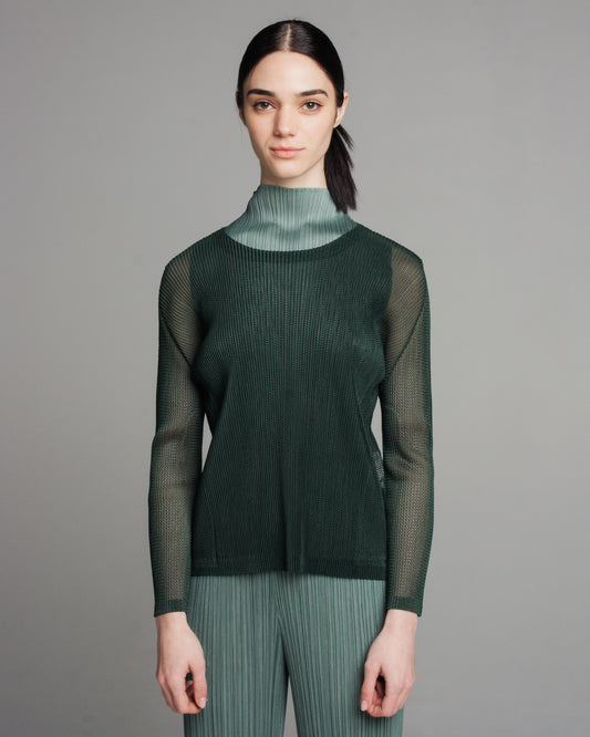 Green Tatami Mesh Longsleeve Top