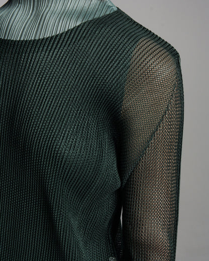 Green Tatami Mesh Longsleeve Top