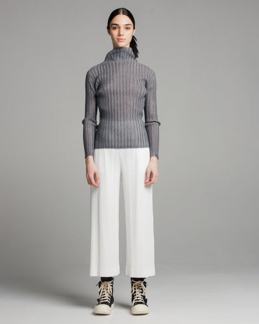 Off White Opaque Pleated Pants