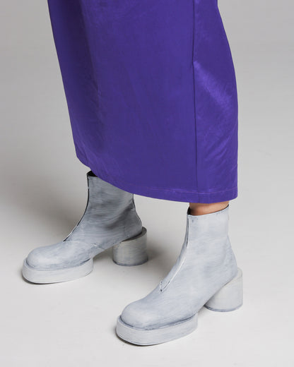 Painted Leather Platform Ankle Boots