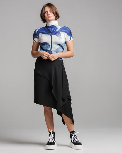 Anthurium Print Micropleat High Neck Tee