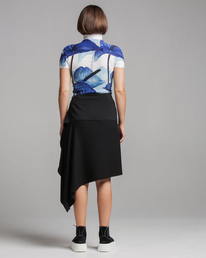 Black Draped Asymmetrical Skirt