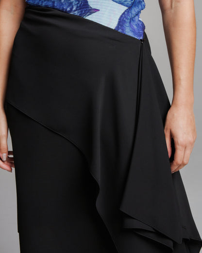 Black Draped Asymmetrical Skirt