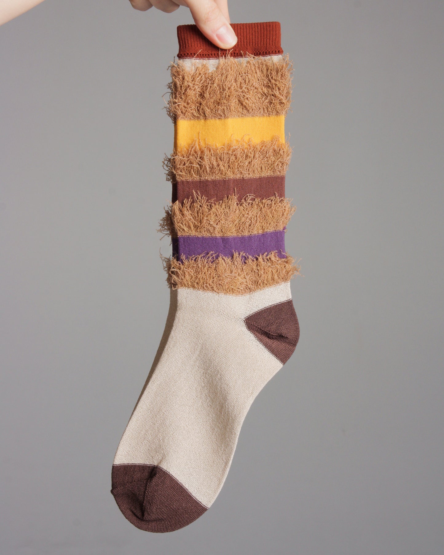 Brown Fringed Socks