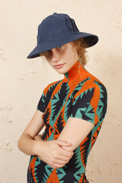 Micro Pleat Printed Short Sleeve