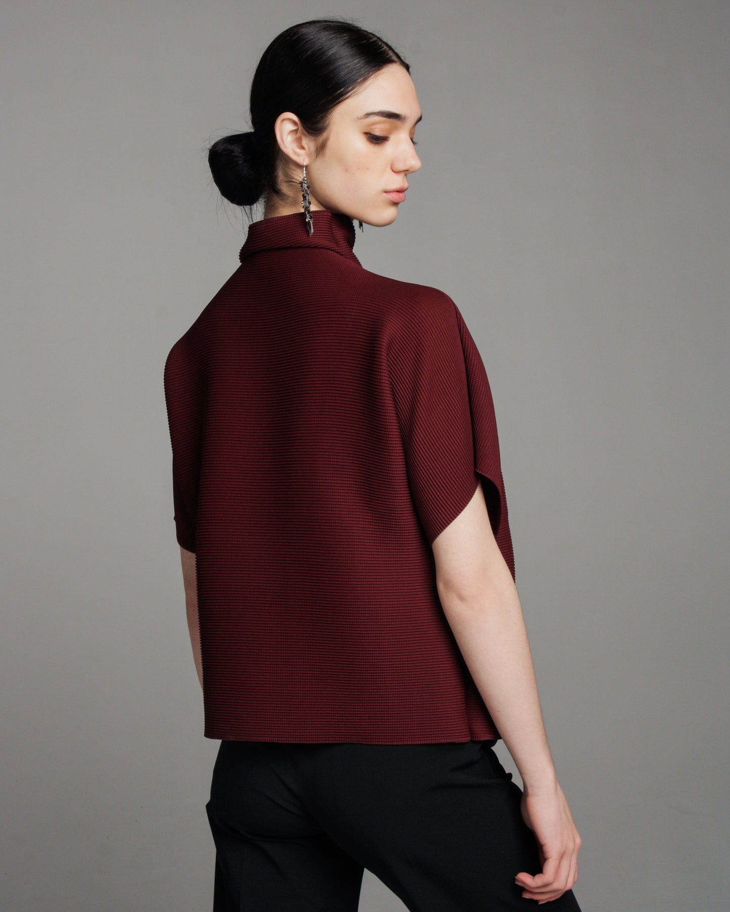 Loose Bordeaux Micropleat Top