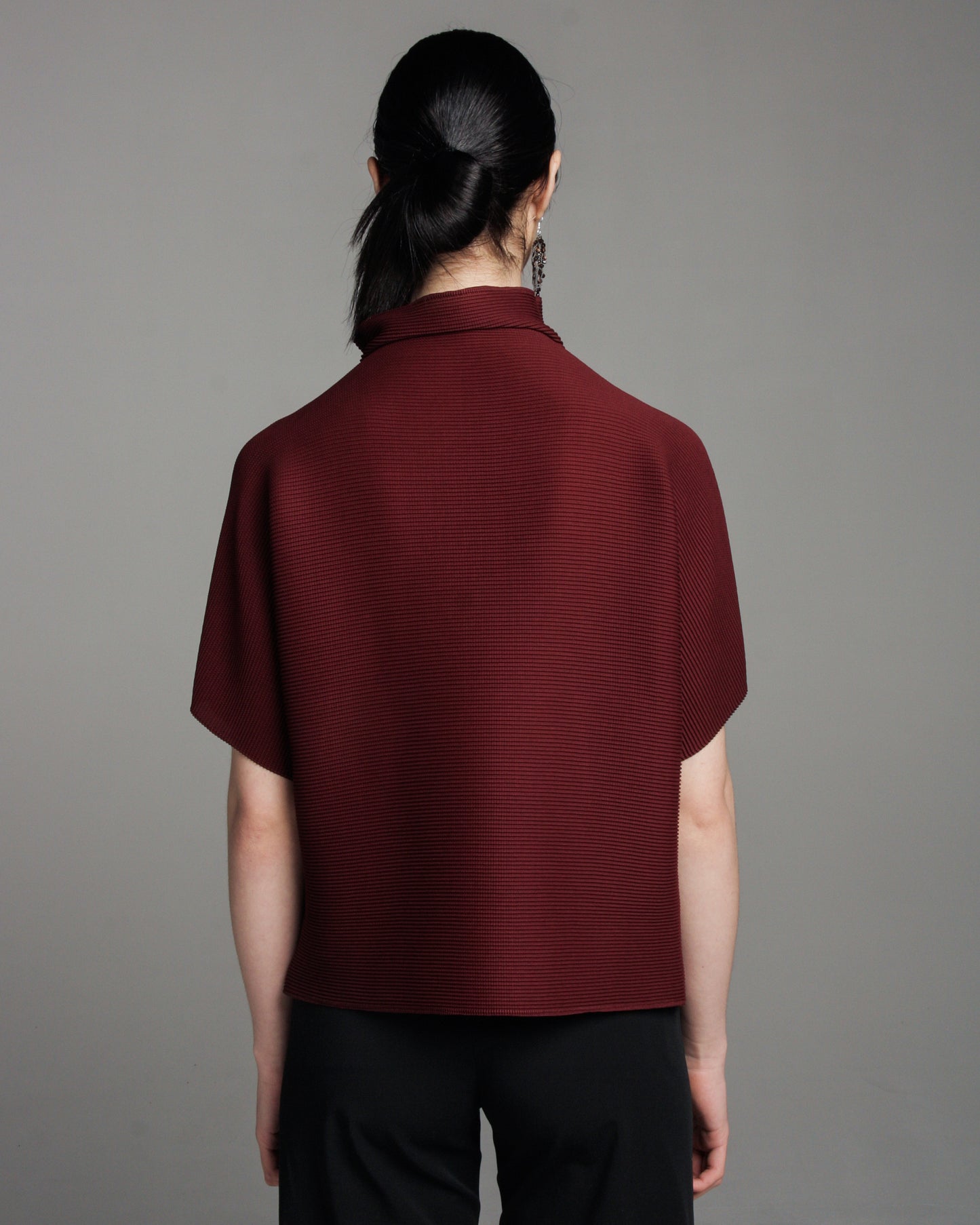 Loose Bordeaux Micropleat Top