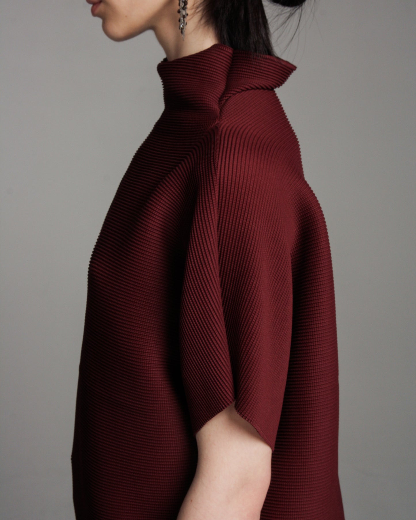 Loose Bordeaux Micropleat Top