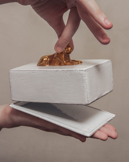 Gilded Lion Butter Dish