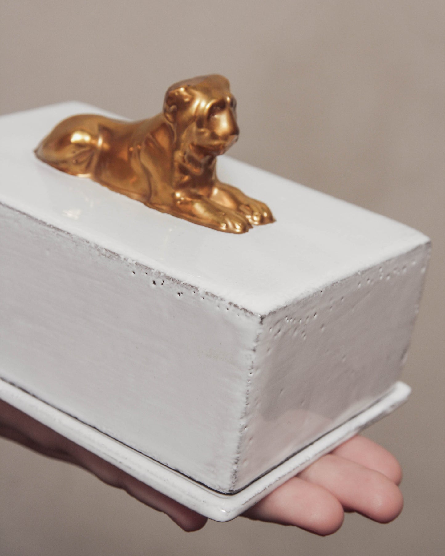 Gilded Lion Butter Dish
