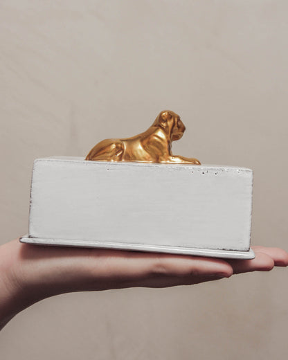 Gilded Lion Butter Dish