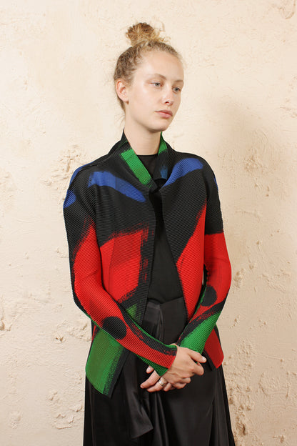 Micro Pleat Printed Cardigan