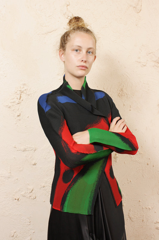 Micro Pleat Printed Cardigan