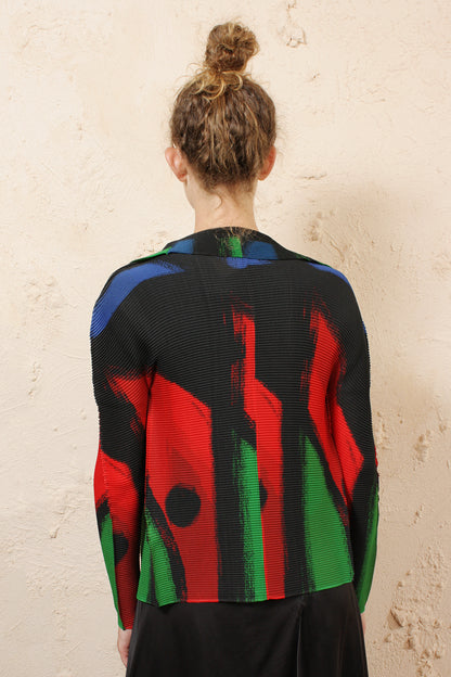 Micro Pleat Printed Cardigan