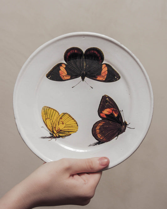John Derian Three Butterflies Plate