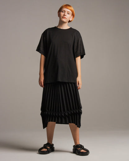 Black Satin Sleeve Tee