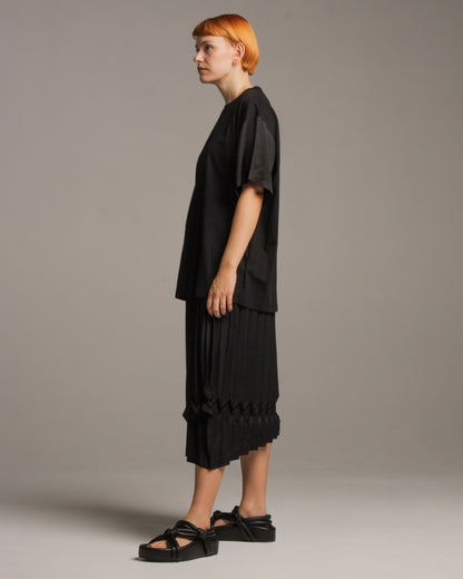 Black Satin Sleeve Tee