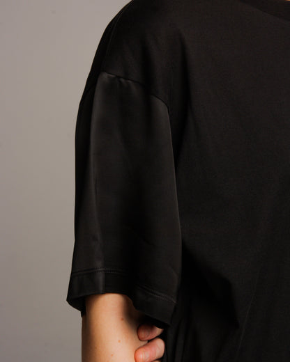 Black Satin Sleeve Tee