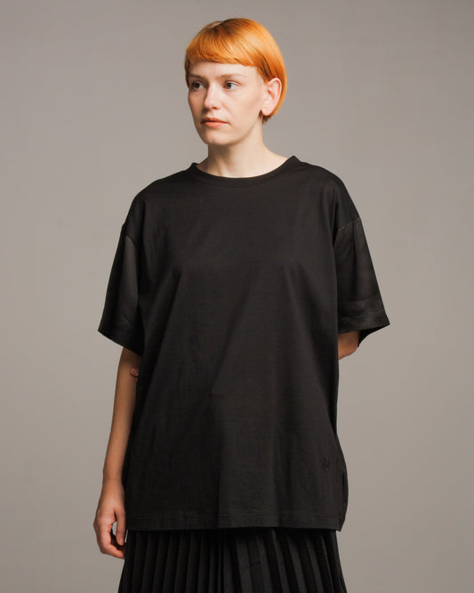 Black Satin Sleeve Tee