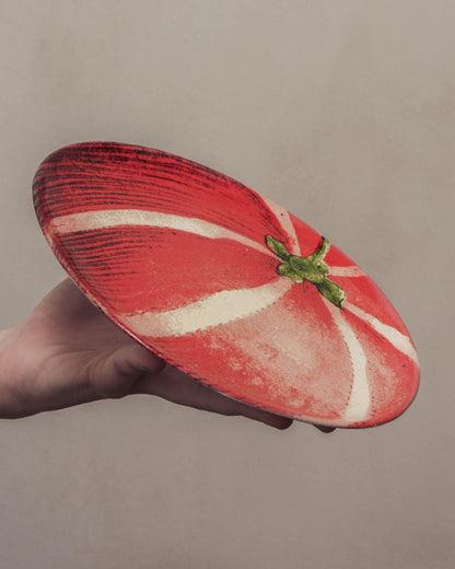 John Derian Striped Orange Dinner Plate