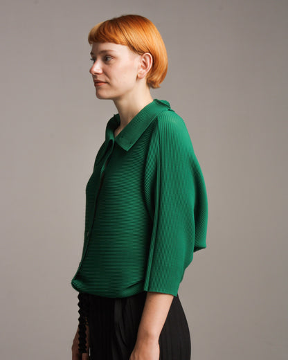 Green Dolman Stretch Pleats Top