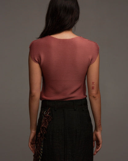 Rose Soft Micropleated Sleeveless Top