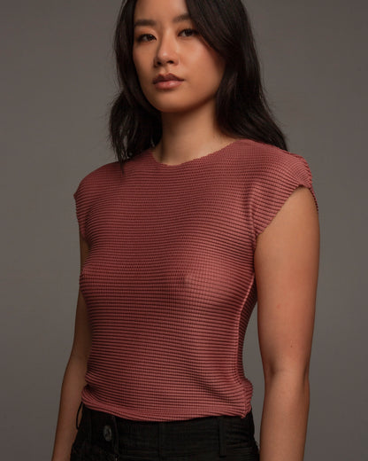 Rose Soft Micropleated Sleeveless Top