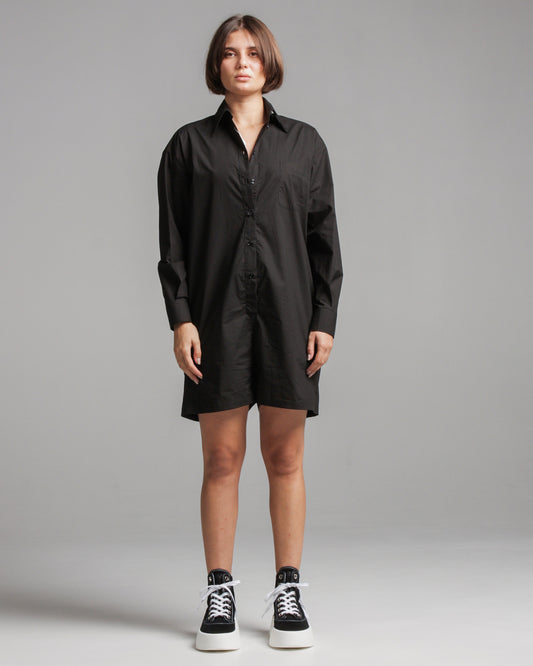 Short Black Cotton Jumpsuit