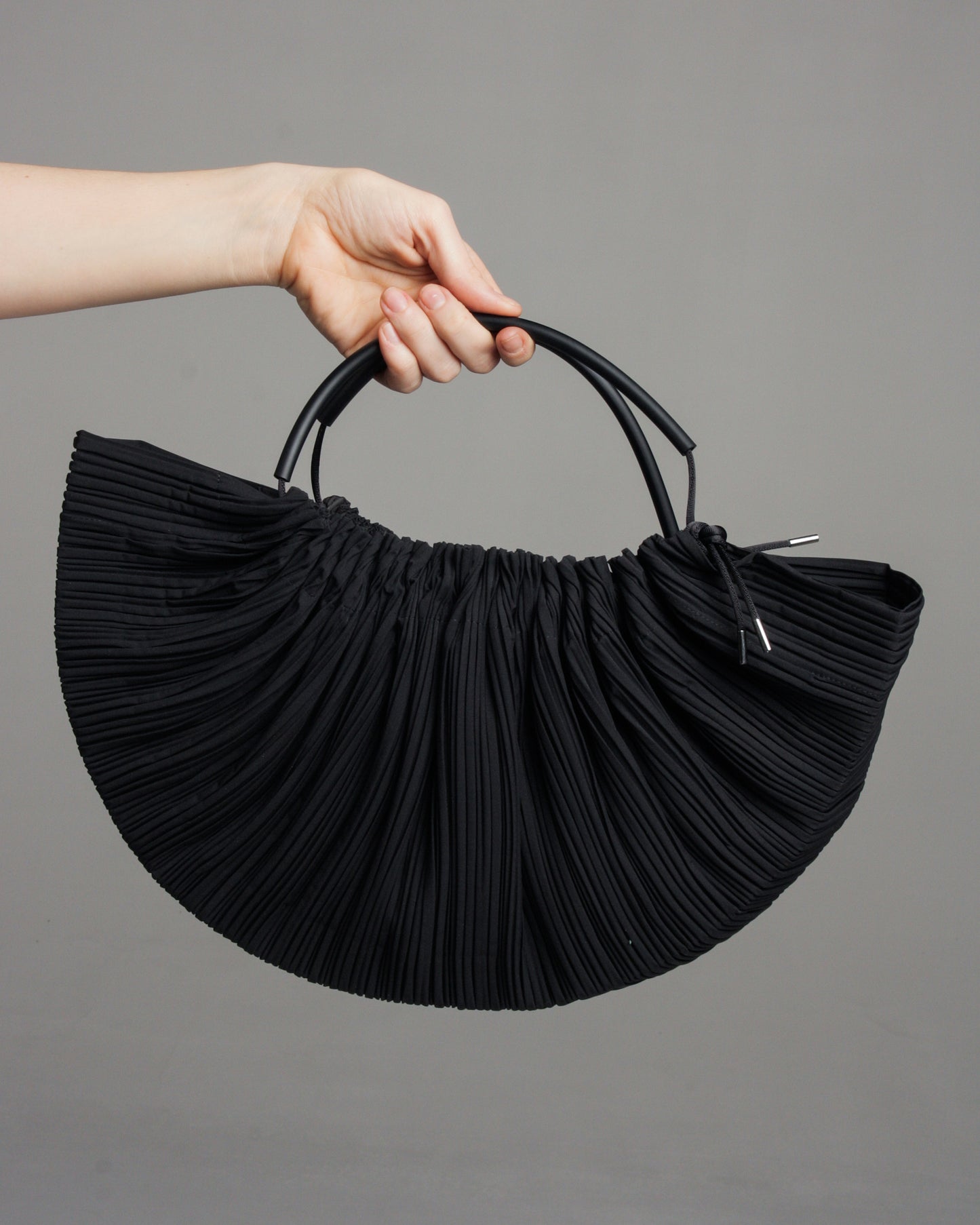 Black Pleated Basket Bag