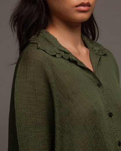 Green Crepe Oversized Top